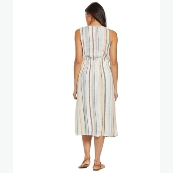 NEW RVCA Arizona Large Striped Cut-Out Sleeveless Partially Lined Dress‎ Pockets - Picture 4 of 15